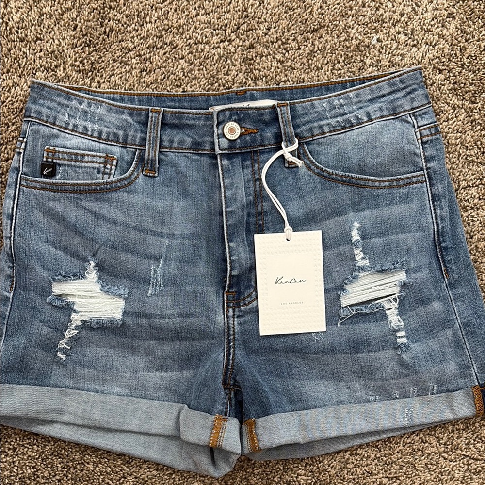 KanCan Women's Ripped Jean Shorts - Light Blue